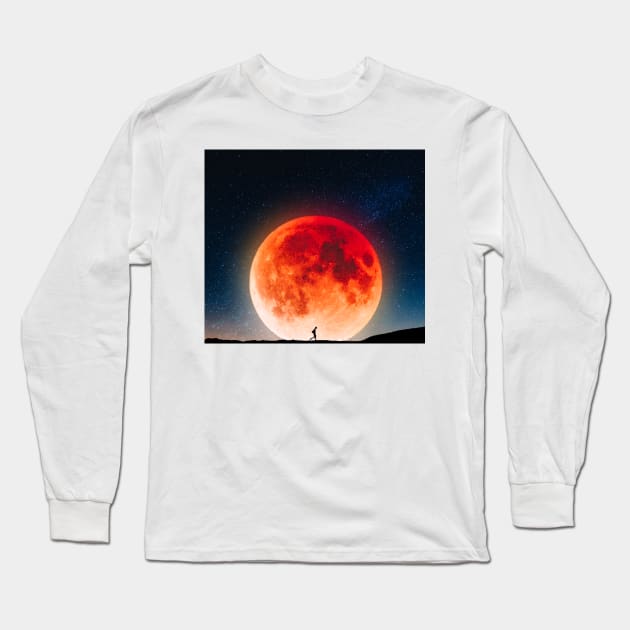 Red Moon Long Sleeve T-Shirt by sherifarts